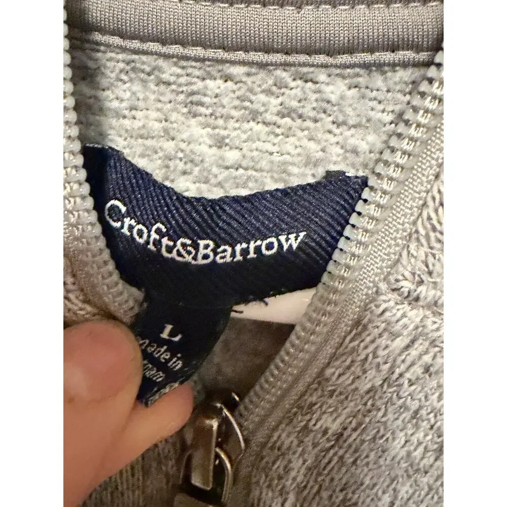 Croft & Barrow Men's Large Gray Quarter Zip Long Sleeve Collar Sweater